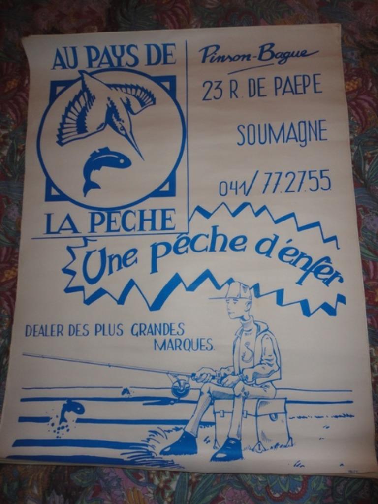 Une pêche d'enfer - Pinson-Bague Soumagne - affiche 70'80, Enlèvement ou Envoi, Rectangulaire vertical, A1 jusqu'à A3, Utilisé