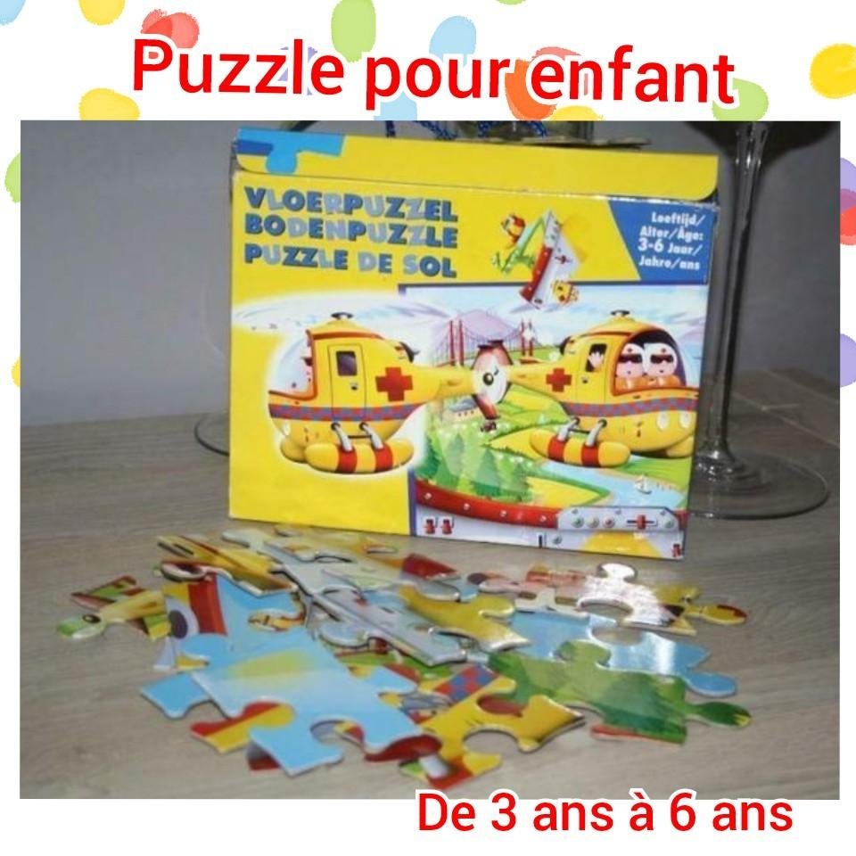 Puzzle pour enfant :l'hélicoptère jaune-3 ans à 6 ans, Ophalen of Verzenden, 10 tot 50 stukjes, Gebruikt, 2 tot 4 jaar
