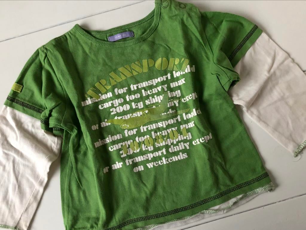 longsleeve Hema 86 vliegtuig groen, Gebruikt, Ophalen of Verzenden, Hema, Jongetje