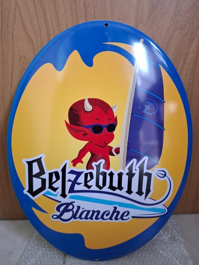 Reclamebord Belzebuth Blanche bière (nieuw), Verzamelen, Biermerken, Nieuw, Reclamebord, Plaat of Schild, Overige merken, Ophalen of Verzenden