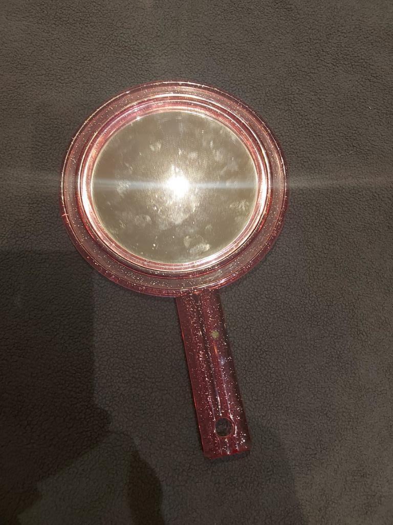 Miroir à main rose pailleté, Enlèvement, Utilisé