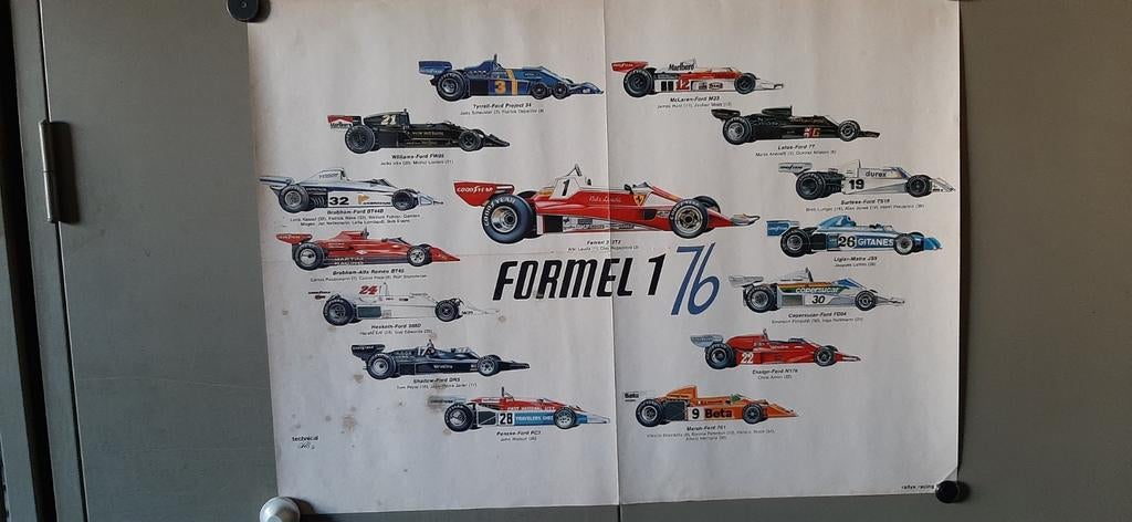 Formule 1 1976  55 cm op 40 cm, Ophalen of Verzenden, Zo goed als nieuw