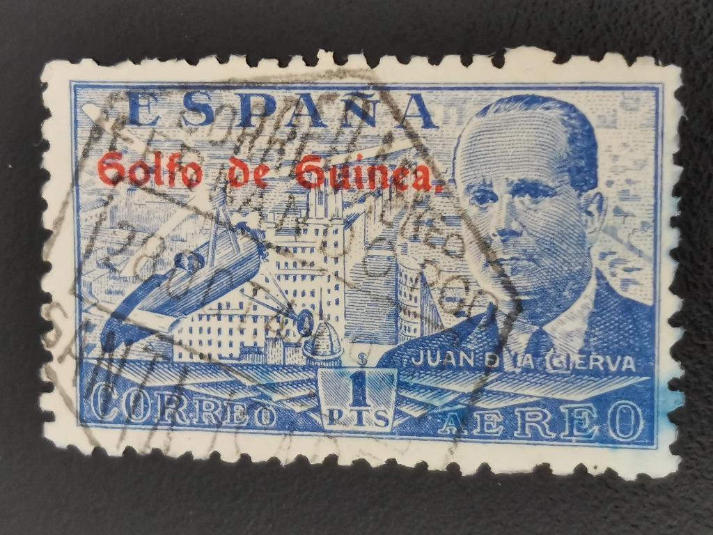 Golfo de Guinea 1942 - met opdruk, Postzegels en Munten, Postzegels | Afrika, Ophalen of Verzenden, Guinee, Gestempeld