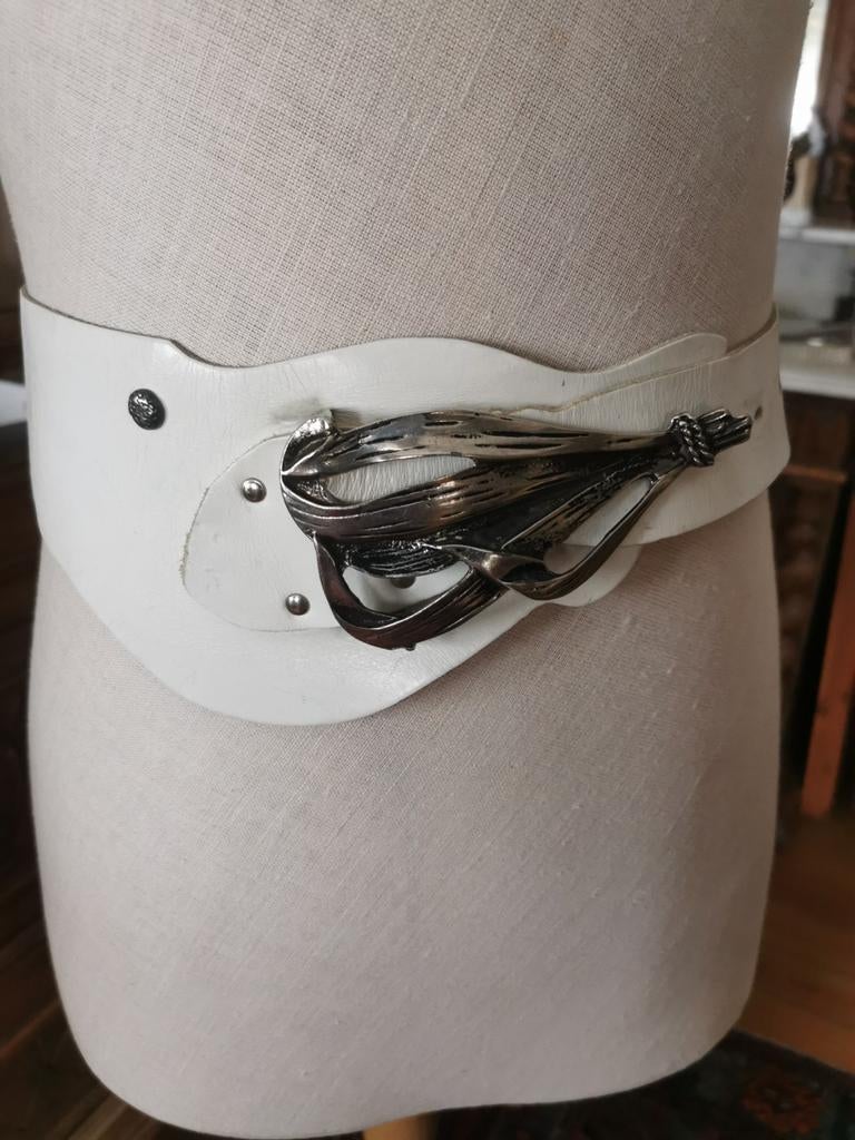 Ceinture en cuir pour femme, Enlèvement ou Envoi, Porté, Blanc
