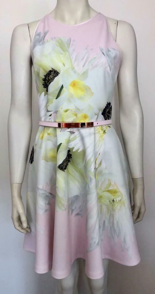 Ted Baker jurk met riem, Kleding | Dames, Jurken, Overige kleuren, Verzenden, Zo goed als nieuw, Knielengte
