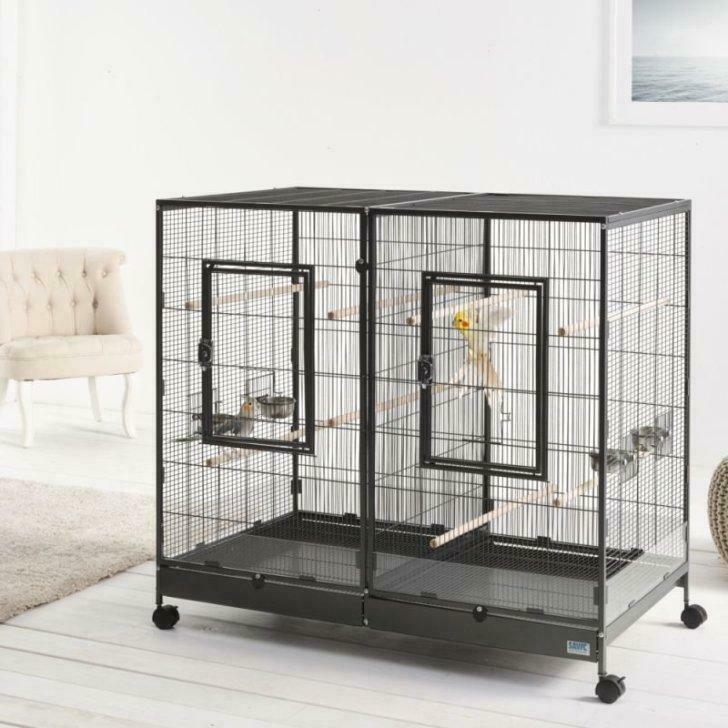 Voliere double cage oiseau double perruche canari NEUF, Envoi, Neuf