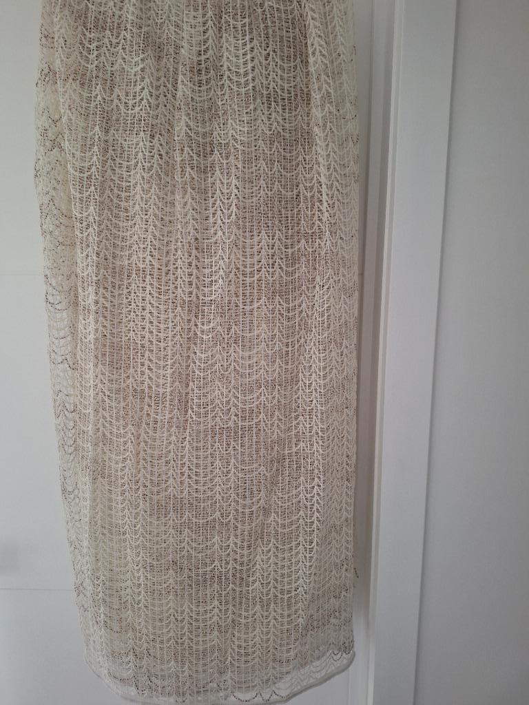 2 voilages ajourés avec finition fil de plomb, 200 cm ou plus, Beige, Enlèvement, Utilisé
