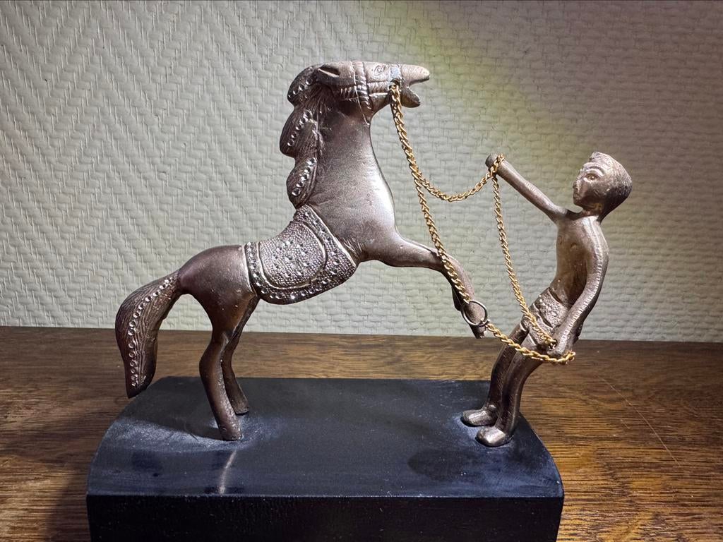 Paard met temmer brons/koperkleurig, Ophalen of Verzenden, Brons