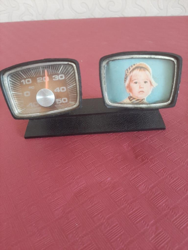 Thermomètre rétro+porte-photo — décoration magnétique pour t, Enlèvement ou Envoi