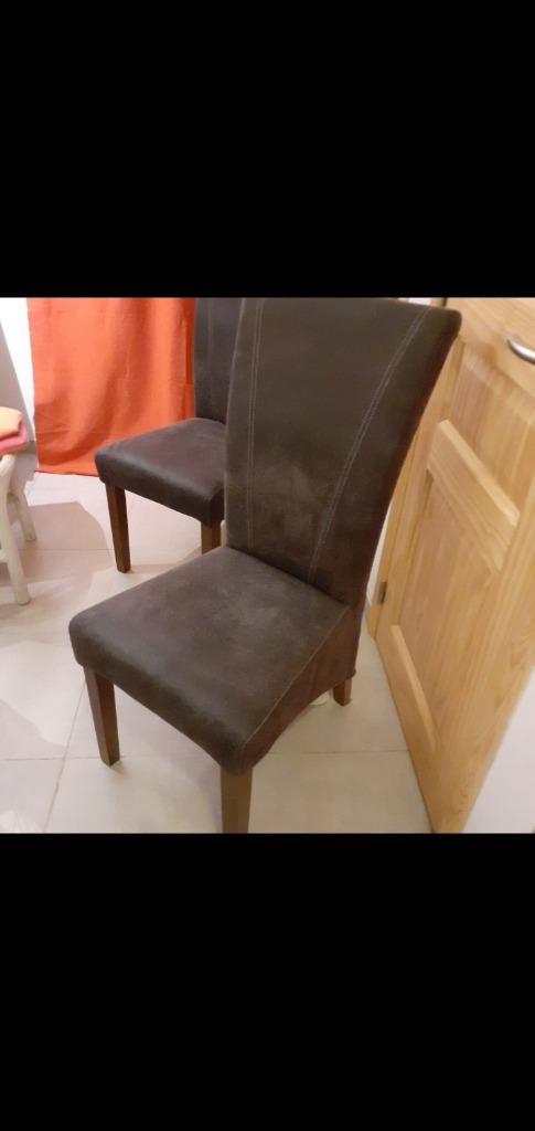 Belles chaises cuir, Maison & Meubles, Chaises, Enlèvement, Utilisé, Bois, Deux