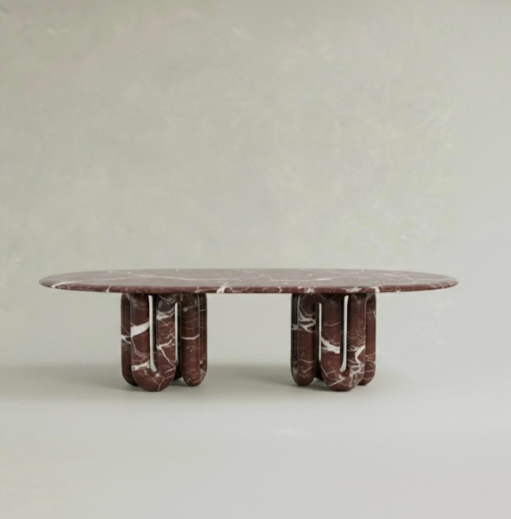 Rosso Levanto marmer eettafel., Enlèvement ou Envoi, Neuf, Ovale, Autres matériaux