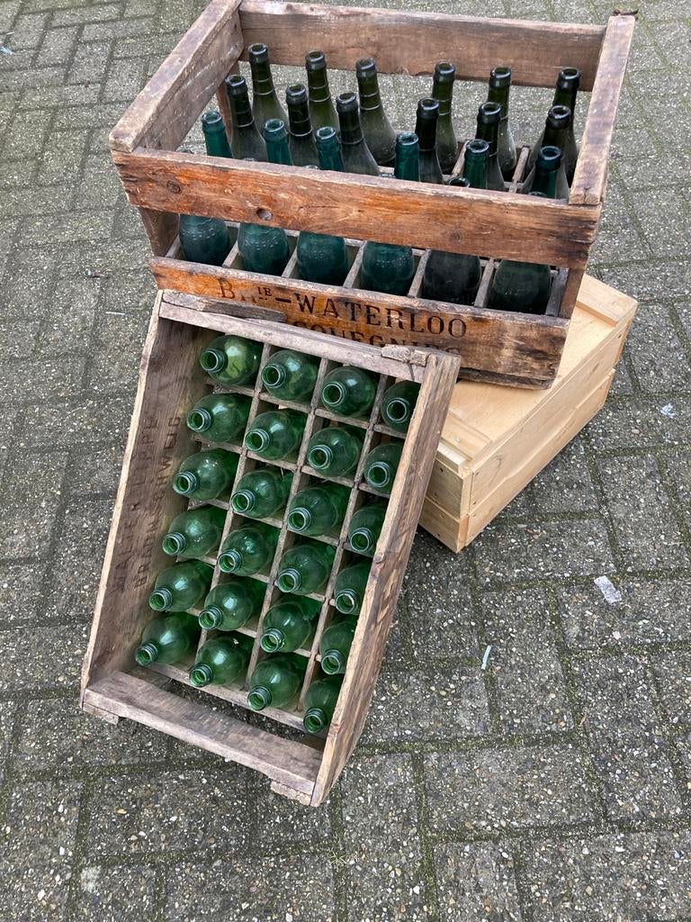 Mooie oude bierkisten ,met hele oude bierflesjes, Maison & Meubles, Accessoires pour la Maison | Porte-bouteilles, Utilisé, Enlèvement