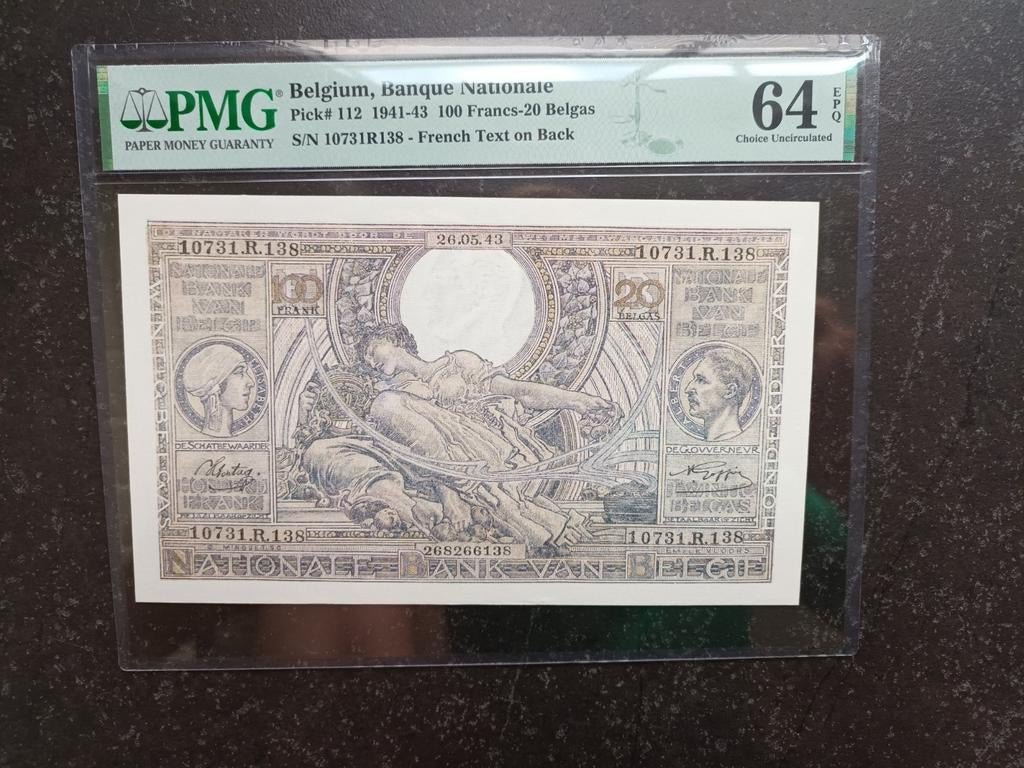 Topkwaliteit FDC 100 Frank of 20 Belgas 1943!, Postzegels en Munten, Bankbiljetten | België, Ophalen of Verzenden, Los biljet
