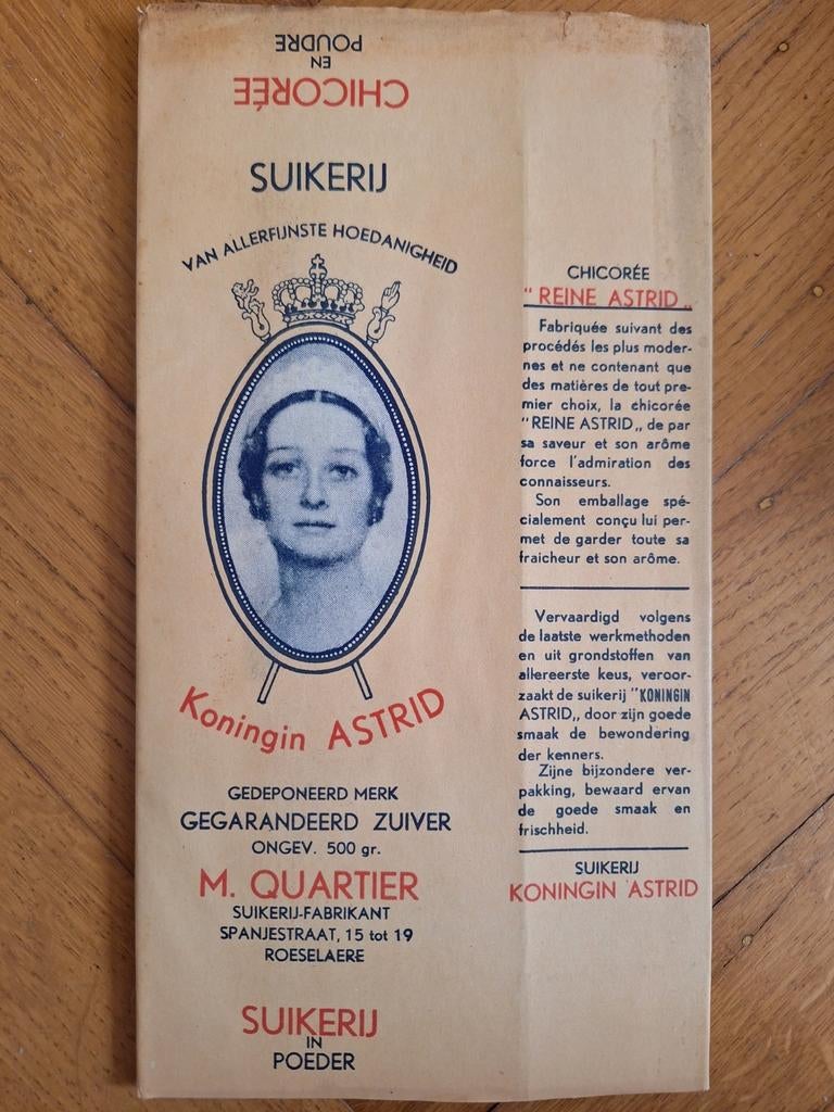 Oude verpakking Chicorei Astrid Quartier Roeselare, Verzamelen, Ophalen of Verzenden, Zo goed als nieuw, Verpakking
