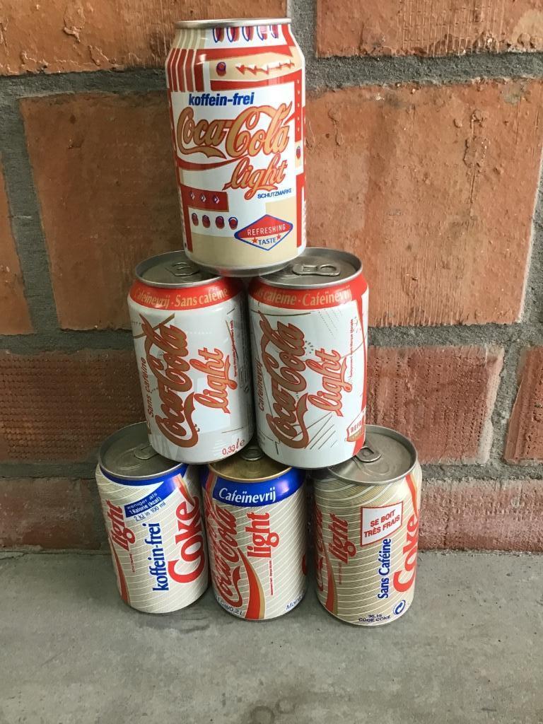Coca-Cola blikjes 6st cafeïne vrije cola light, Verzenden, Gebruikt, Verpakking