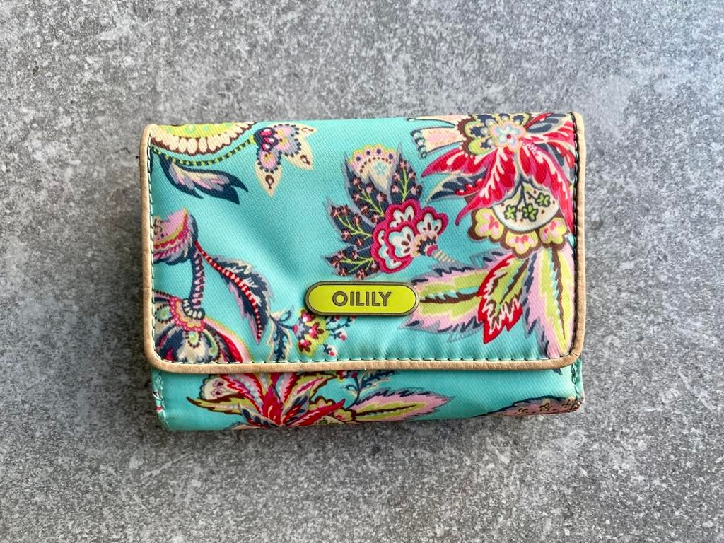 Oilily vintage blauw gebloemde portemonnee geldbeugel, Handtassen en Accessoires, Portemonnees, Ophalen of Verzenden, Gebruikt