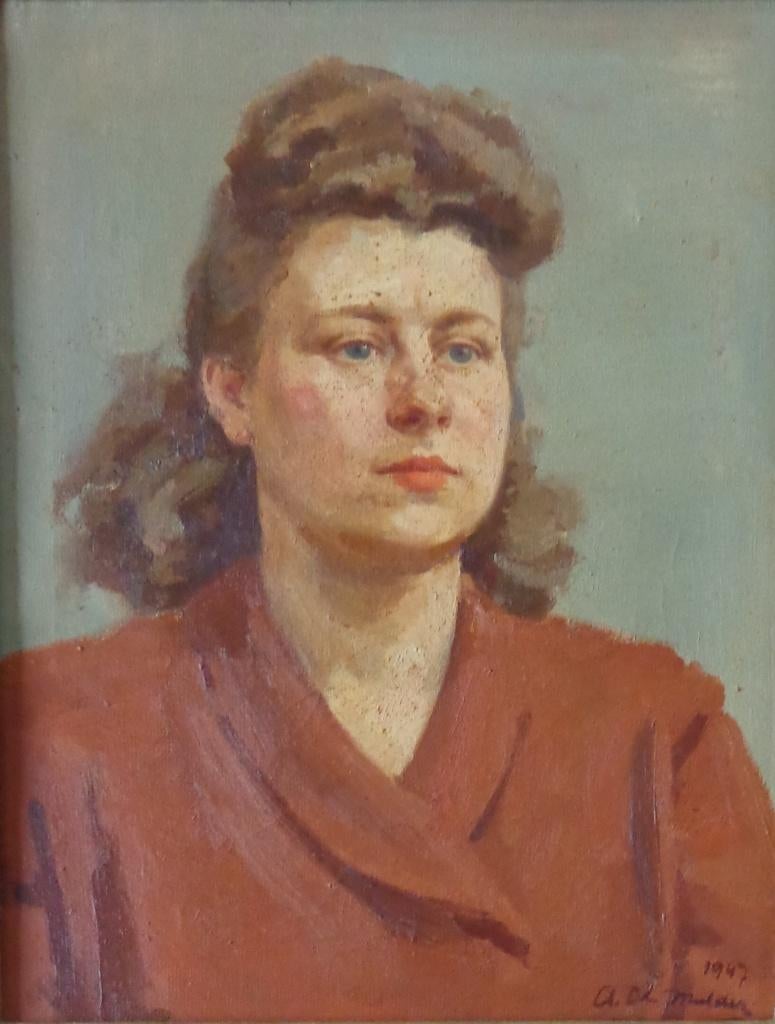 A. DE MULDER / DAMESPORTRET / OLIEVERF / 62x52cm KADER SIG, Enlèvement ou Envoi