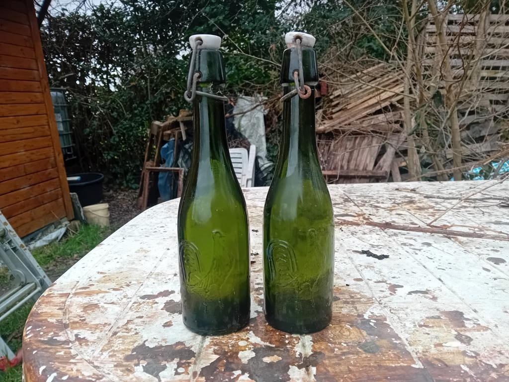 Oude bierflessen afbeelding haan / kip brouwerij koekelberg, Ophalen of Verzenden