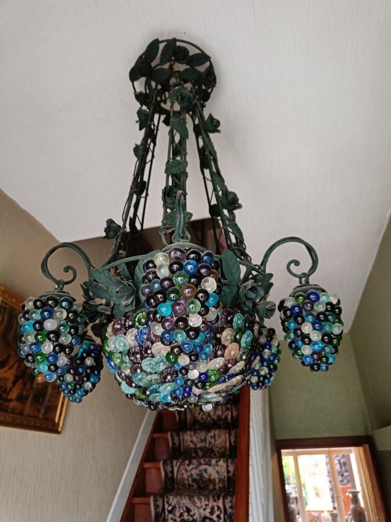 Italiaanse druiven kroonluchter lamp glas kristal, Huis en Inrichting, Ophalen, Gebruikt, Glas
