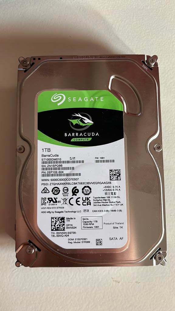 Seagate Barracuda 1TB, Enlèvement ou Envoi, Utilisé