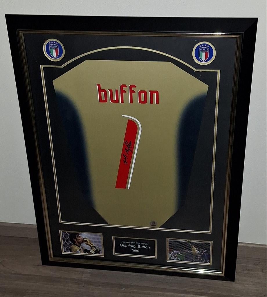 Chemise italienne signée Buffon avec manteau Beckett encadré, Enlèvement, Neuf, Maillot