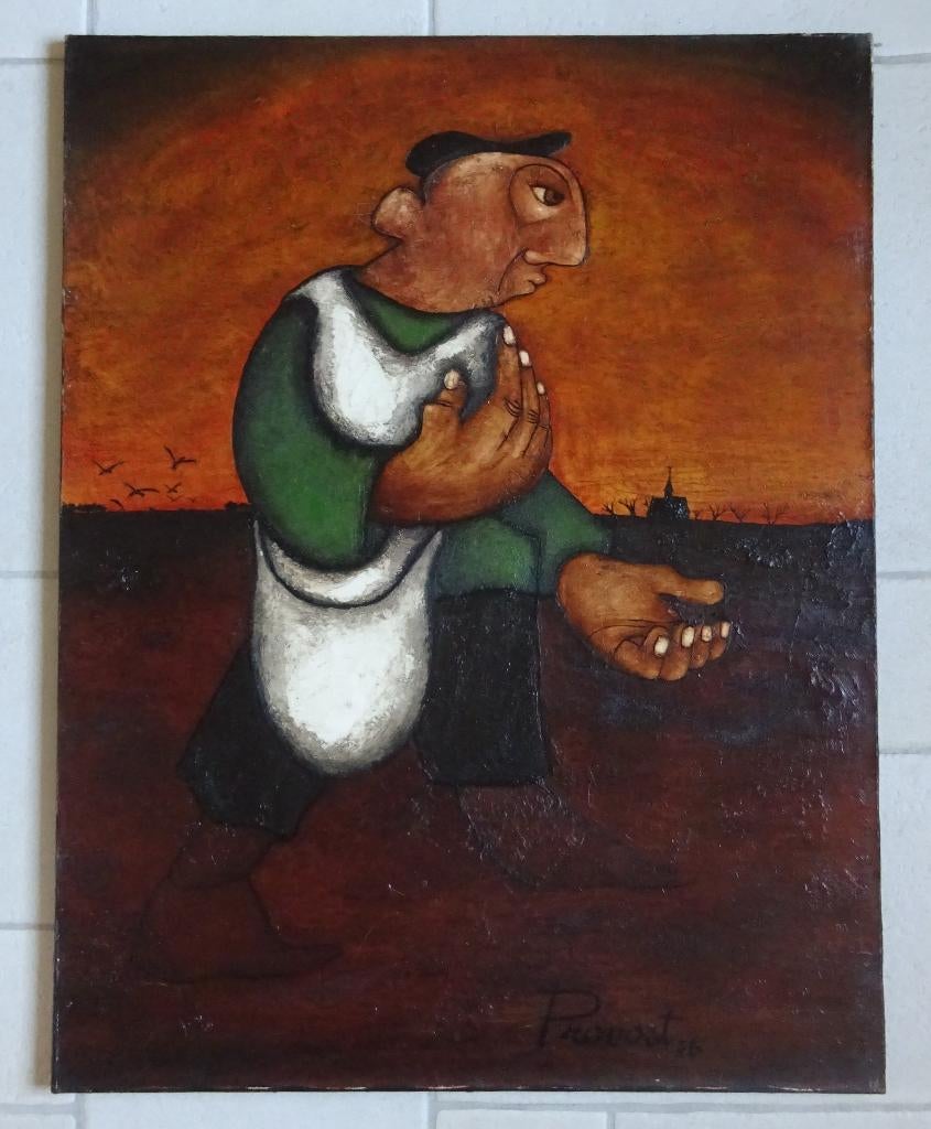 Michel Provost, olie op doek, 90 x 70 cm, De Zaaier 1976, Antiek en Kunst, Kunst | Schilderijen | Klassiek, Ophalen, Gedateerd