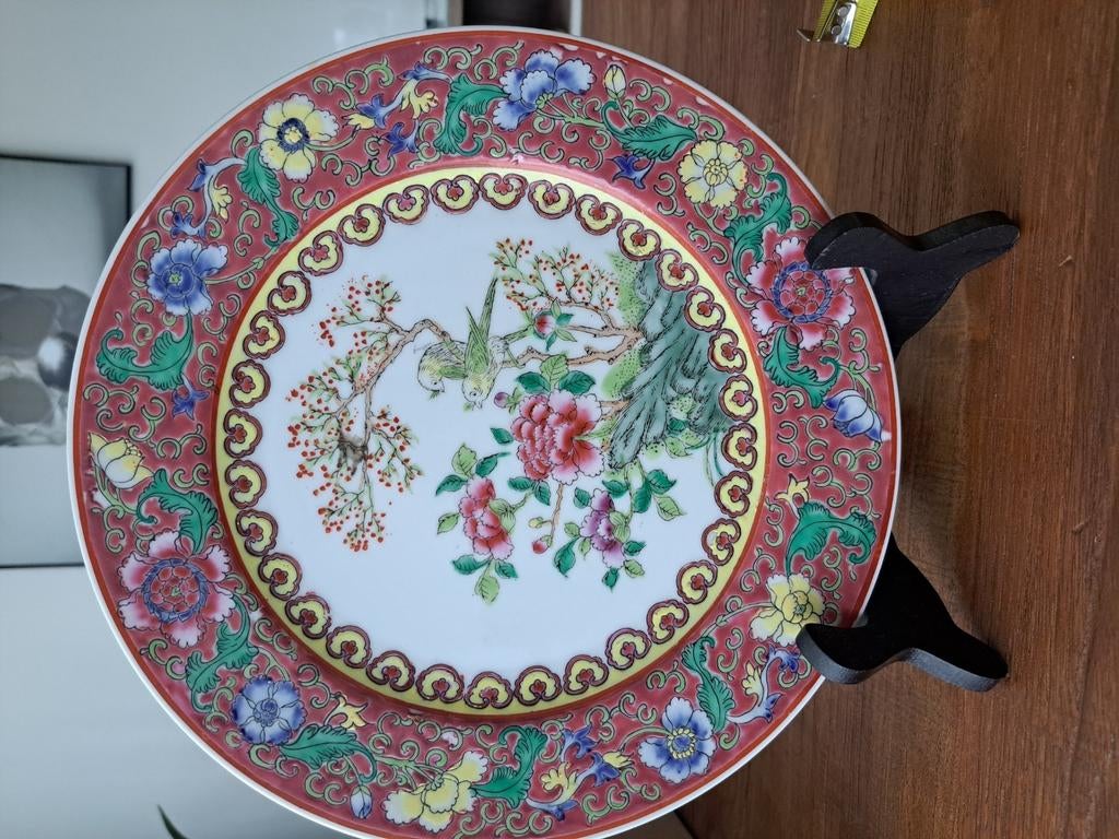 Chinees Handgeschilderd bord, Antiek en Kunst, Antiek | Porselein, Ophalen of Verzenden