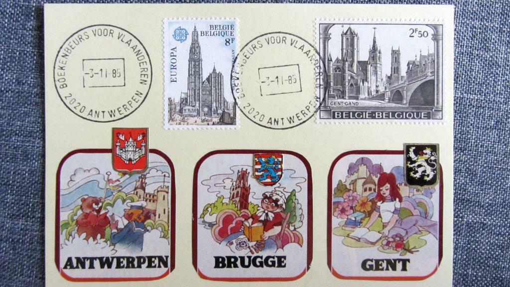 FIRST DAY OP KAART- BOEKENBEURS ANTWERPEN- BELGIË, Ophalen of Verzenden, Gestempeld, Overige thema's