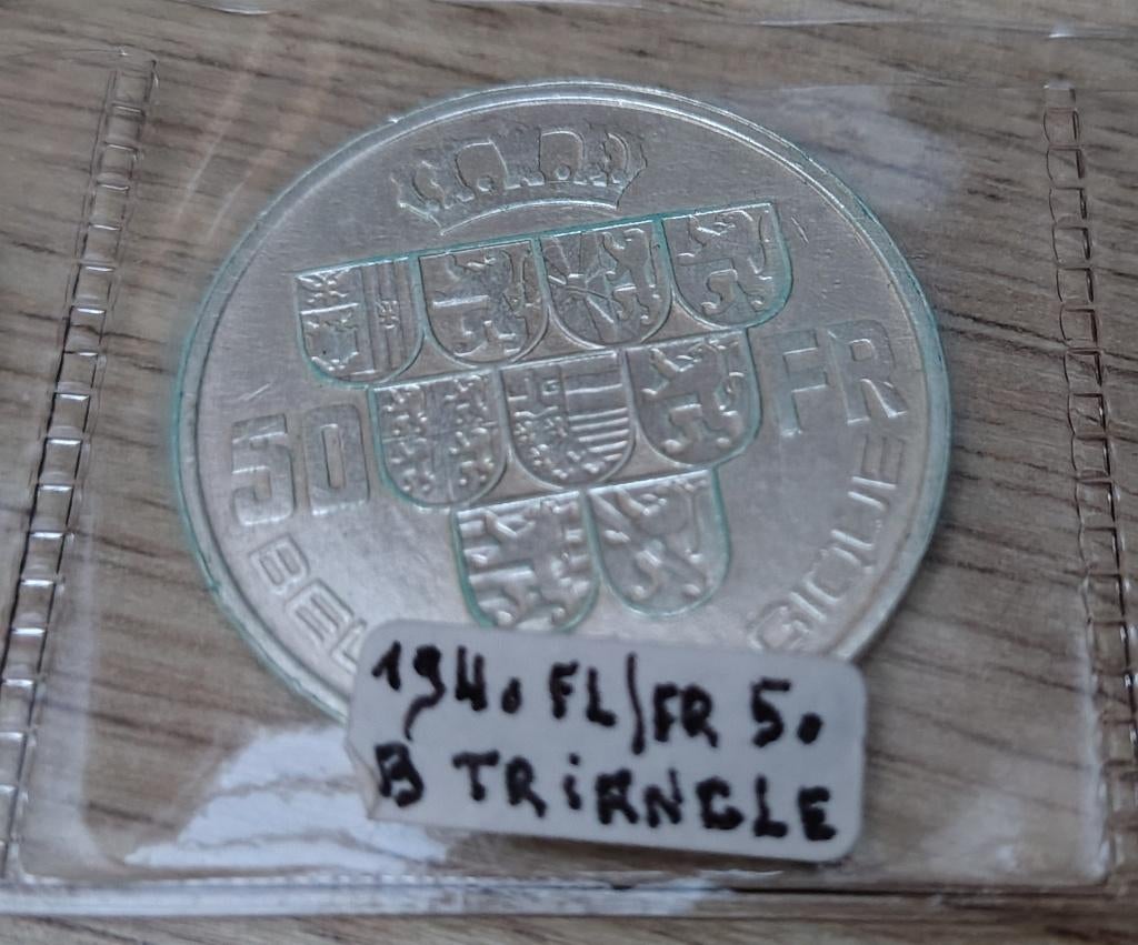 pièce 50 fr léopold III 1940, Postzegels en Munten, Ophalen of Verzenden, België, Losse munt, Zilver