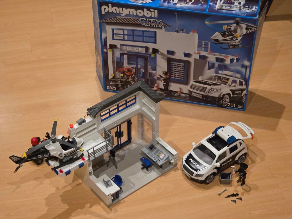 Playmobil 9372 – Politiepost met quad en helikopter, Ophalen of Verzenden, Zo goed als nieuw, Complete set