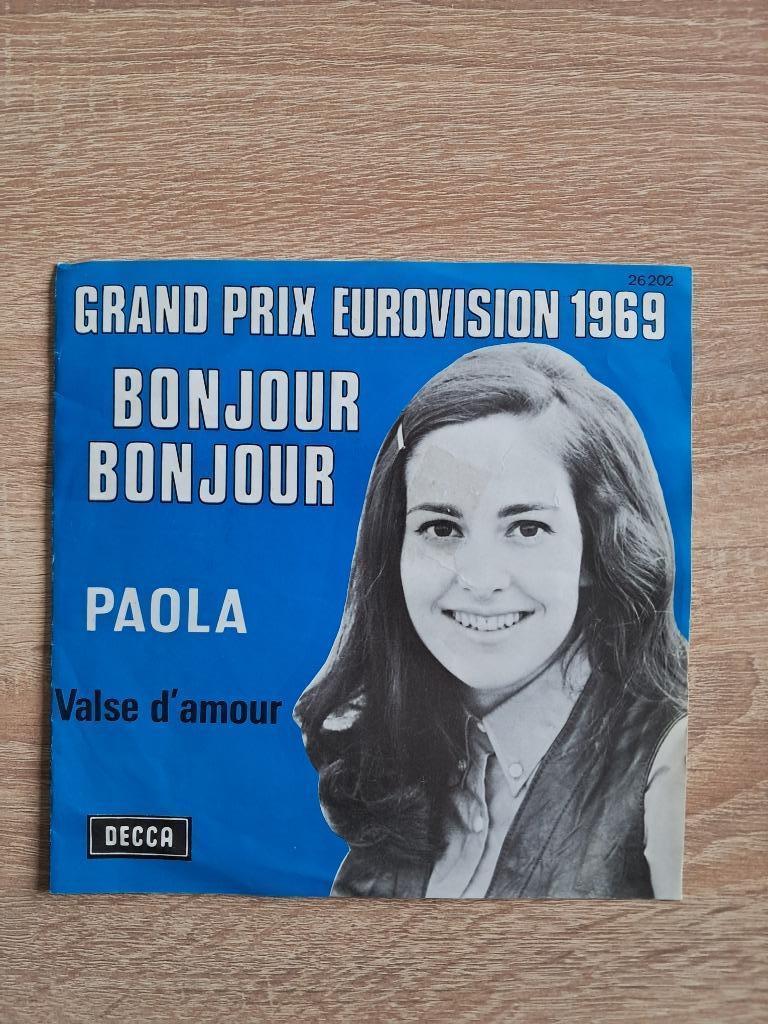 Paola :  Bonjour Bonjour (7") Eurovision, Cd's en Dvd's, Vinyl Singles, Ophalen of Verzenden