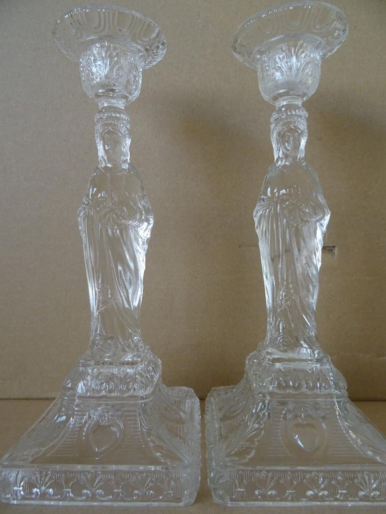 Chandeliers en verre Sacré-Cœur Marie Val Saint Lambert 25cm, Envoi, Comme neuf, Autres types, Christianisme | Catholique