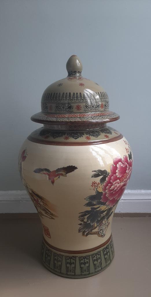 Bocal décoratif et couvercle, Maison & Meubles, Enlèvement, Comme neuf, Poterie ou Porcelaine, 50 à 75 cm