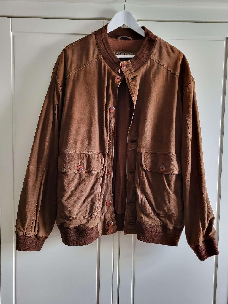 Vintage bruine lederen/suede jas, Kleding | Dames, Ophalen, Bruin, Maat 42/44 (L), Zo goed als nieuw
