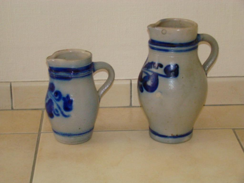 Set van 2 grijze steengoed kruiken, Ophalen of Verzenden