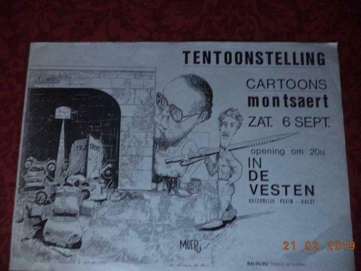 Affiche Aalst: Montsaert - Tentoonstelling Cartoons., Enlèvement ou Envoi, Utilisé