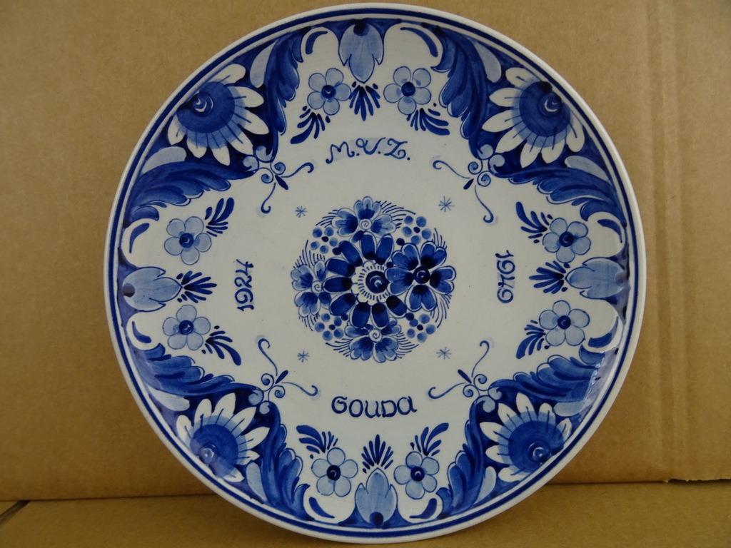 Antiek Delfts blauw wandbord Schoonhoven M.V.Z. 1924-1949, Antiek en Kunst, Ophalen of Verzenden