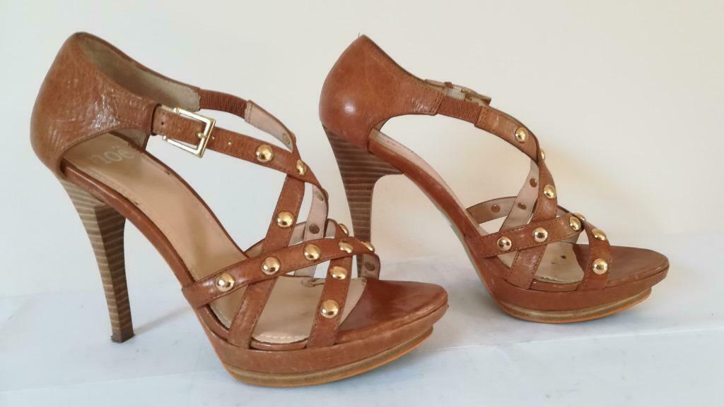775A * NOE sexy bruine lederen sandalen (38), Pumps, Bruin, Verzenden, Gedragen
