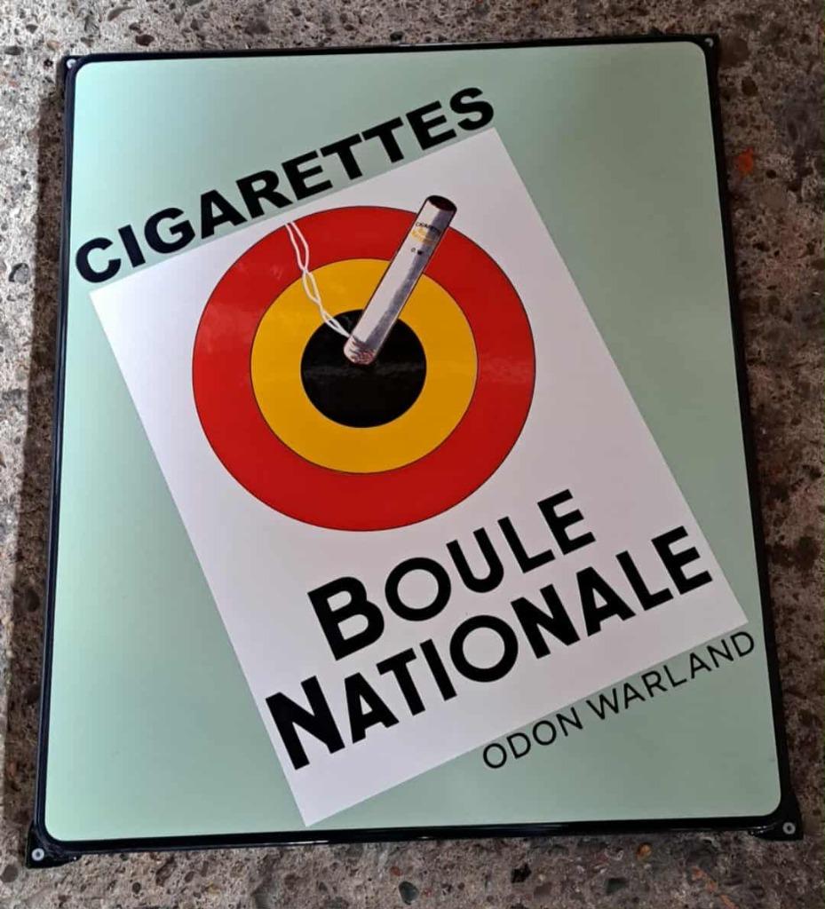 Boule nationalle  odon warland retro emaillen reclame bord, Verzamelen, Merken en Reclamevoorwerpen, Zo goed als nieuw, Reclamebord