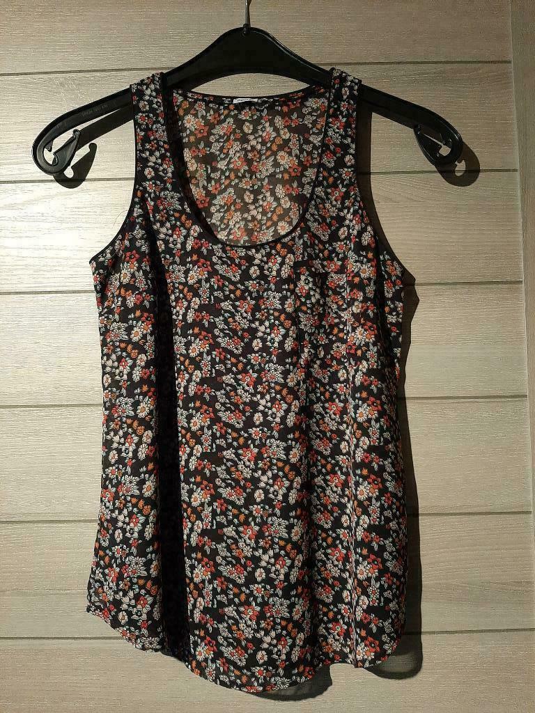 Zwart bloesje met bloemetjesmotief maat S, Zwart, Ophalen of Verzenden, Zo goed als nieuw, Pimkie