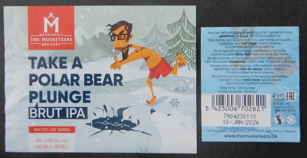 Étiquette de bière Take a Polar Bear Br. Les Mousquet. 9s3, Envoi, Utilisé