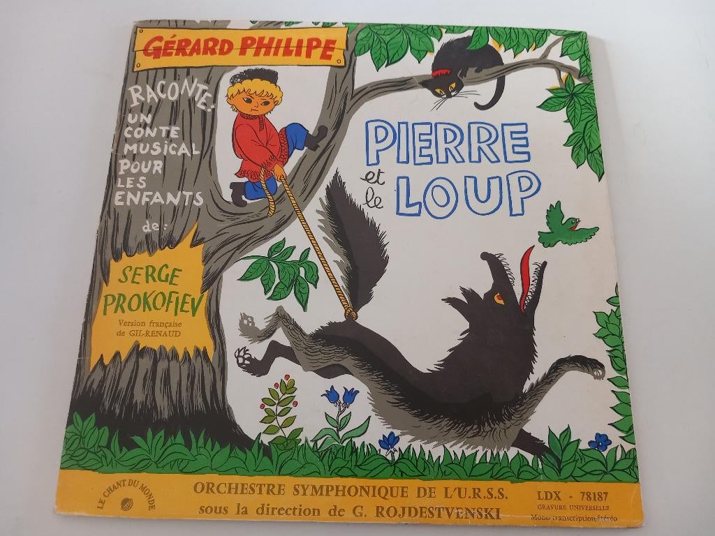Vinyl LP Pierre et le Loup Gérard Philipe Prokovief klassiek, CD & DVD, Vinyles | Classique, 12 pouces, Enlèvement ou Envoi