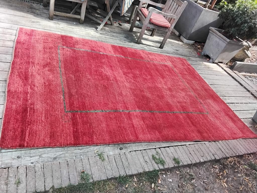 Perzisch handgeknoopt Gabbeh tapijt  284 x 195 cm  wol rood, Ophalen