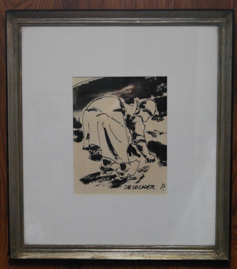 Dessin à l'encre "cueilleur de pommes de terre", Enlèvement ou Envoi