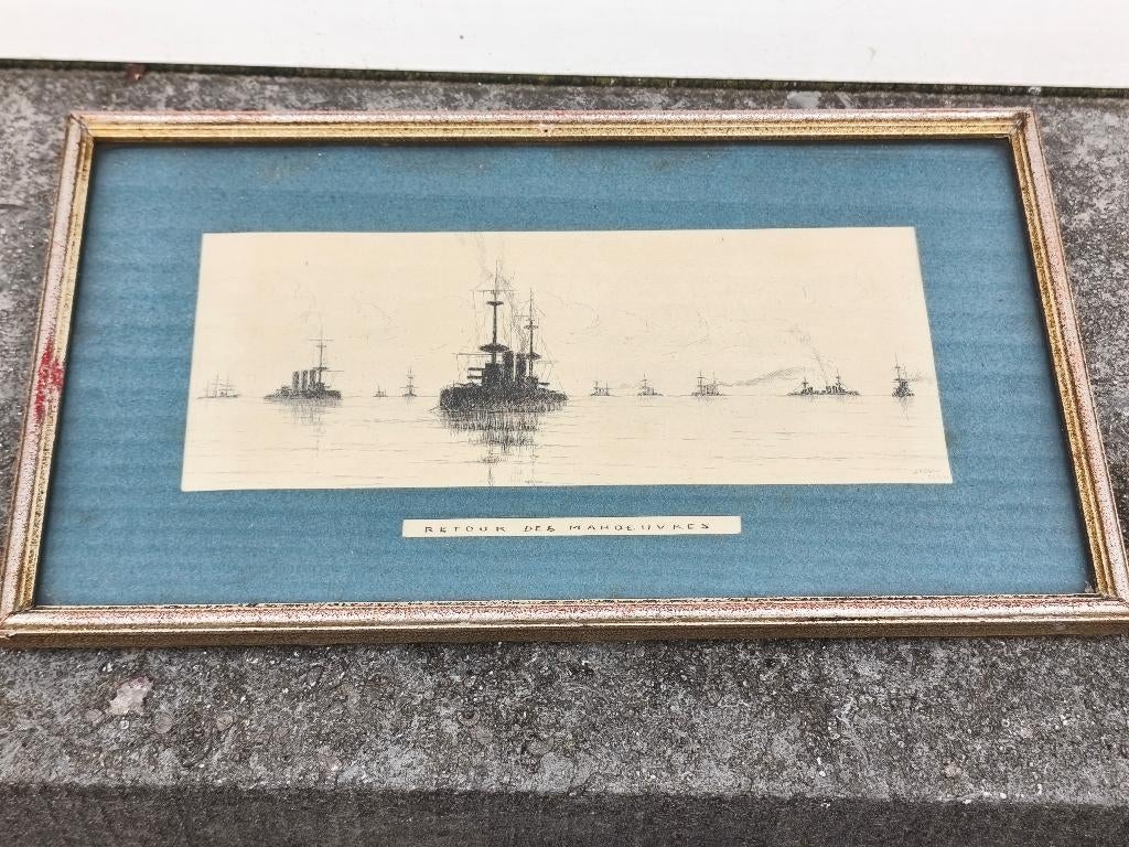 Gravure marine signe louis royon, Ophalen of Verzenden