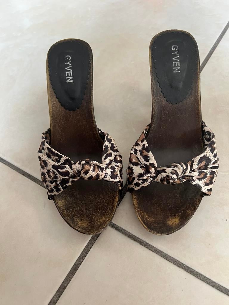Mules léopard pointure 38, Comme neuf, Brun, Sandales et Mûles