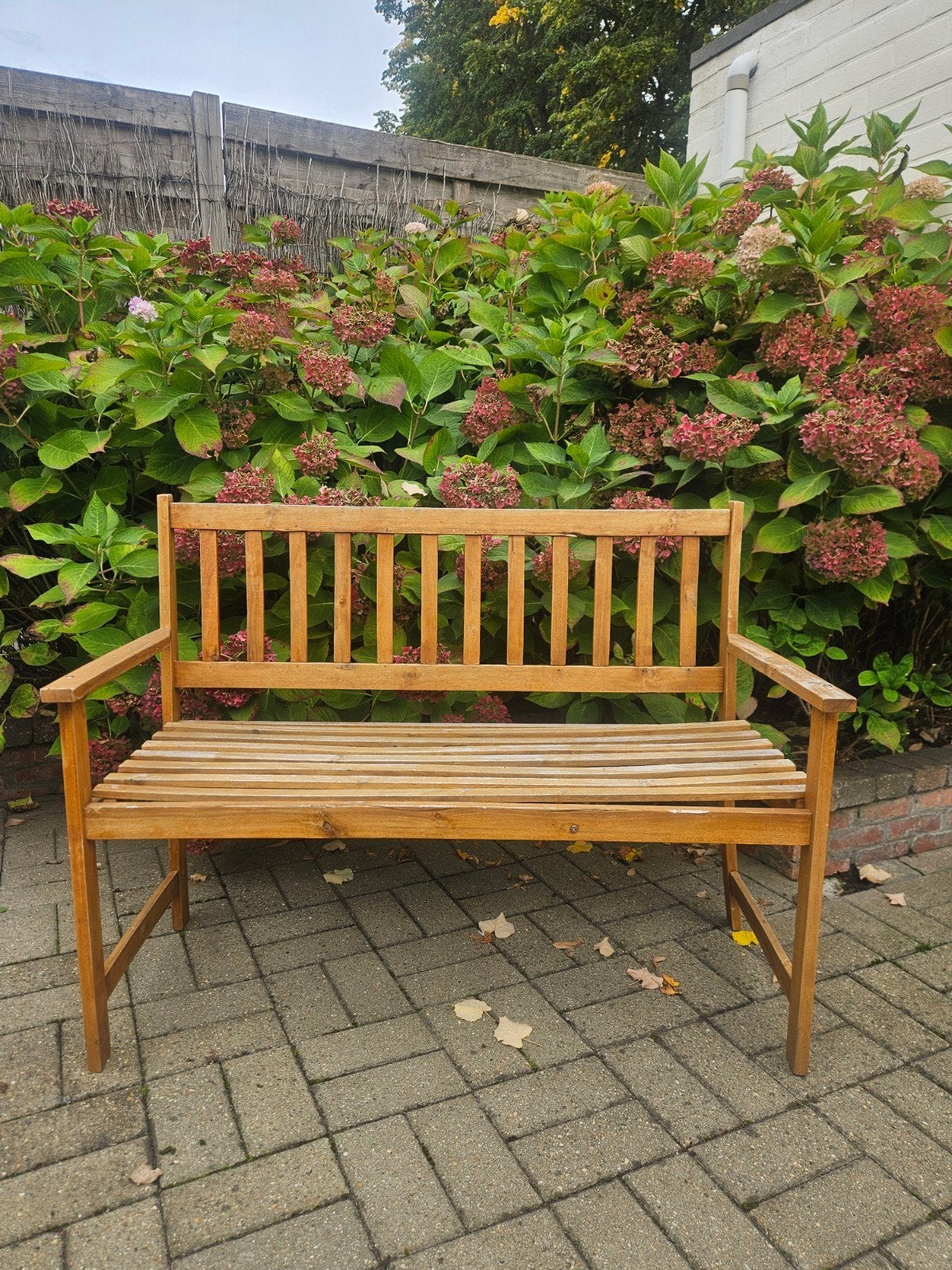 Houten tuinbankje, Ophalen, Gebruikt, Hout