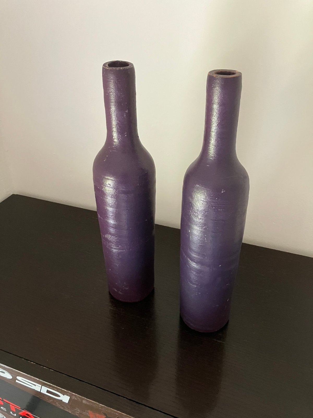 Paarse vazen, Maison & Meubles, Enlèvement, Utilisé, Pierre/céramique, 38 cm