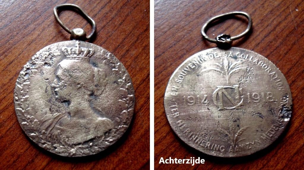 Herinneringsmedaille medewerking oorlog 1914-18, Verzenden, Brons