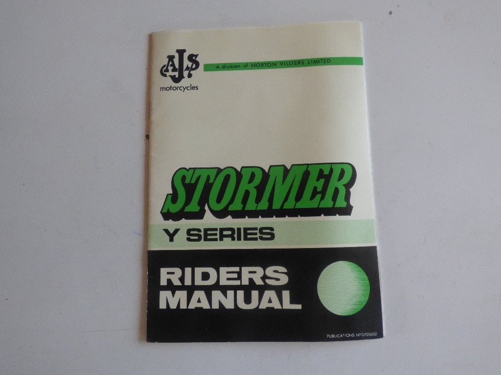 AJS STORMER Y SERIES GEBRUIKERS HANDLEIDING, Motoren, Ophalen of Verzenden